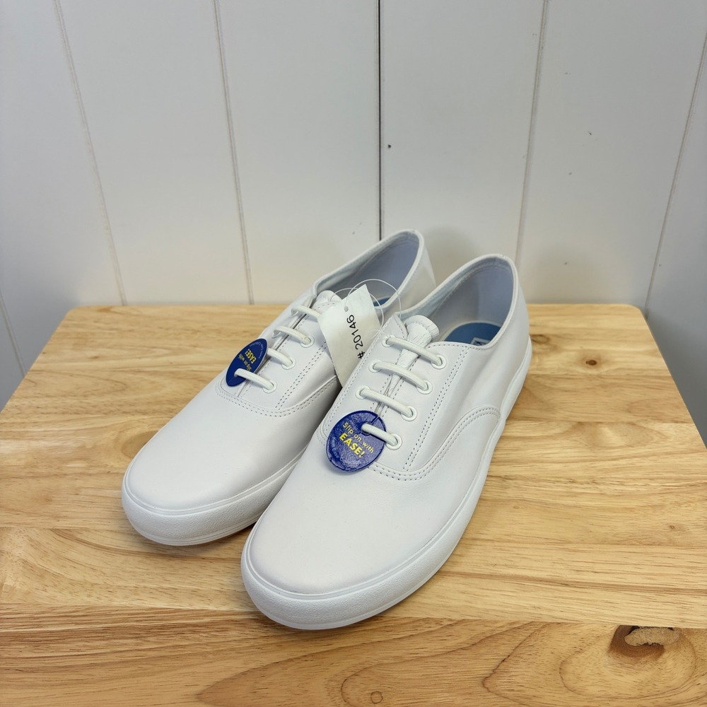 Keds Preppy Slip On Leather Sneakers Women Size 10 Minimalist Tennis Clean Girl - Picture 2 of 9